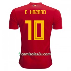 Camisolas de Futebol Bélgica E.Hazard 10 Equipamento Principal Copa do Mundo 2018 Manga Curta